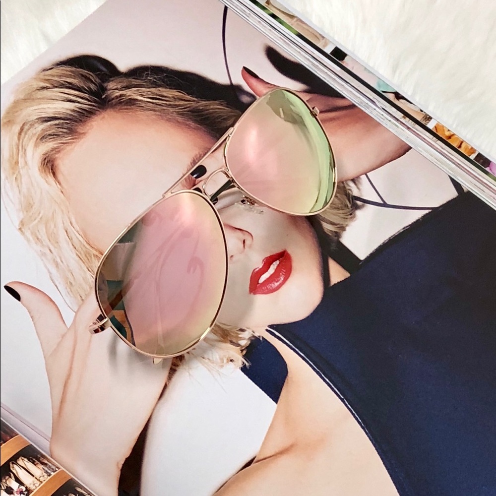 CALLE OCHO - PINK POLARIZED AVIATOR SUNGLASSES